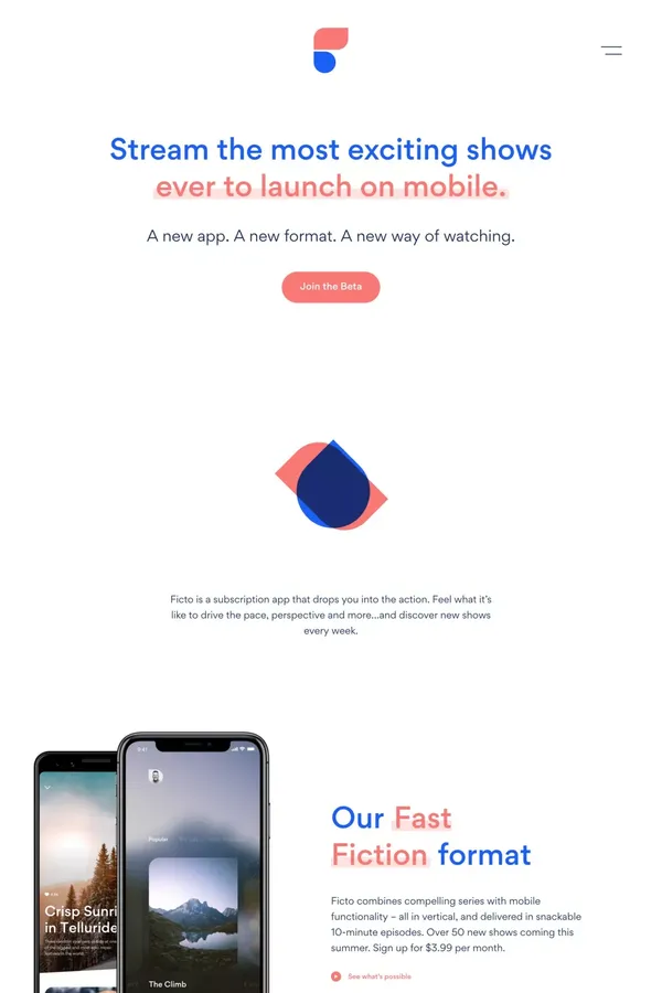 Ficto - Landing design inspiration