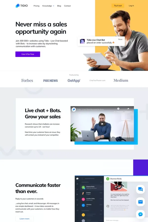 Tidio Live Chat | Free Livechat Solution - Landing design inspiration
