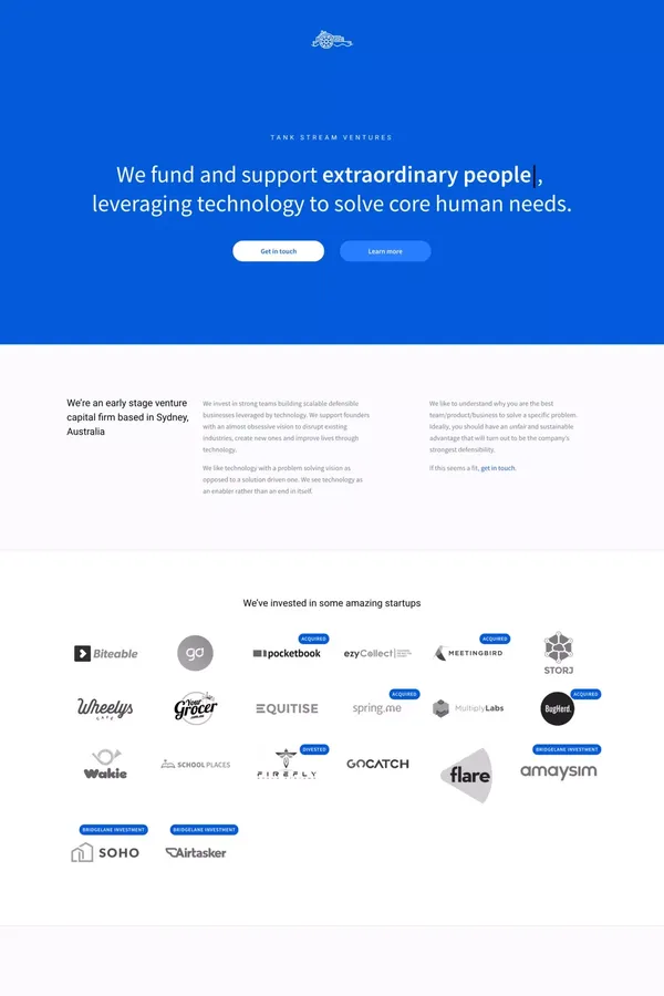 Tank Stream Ventures ~ We fund and support extraordinary founders - Portfolio design inspiration
