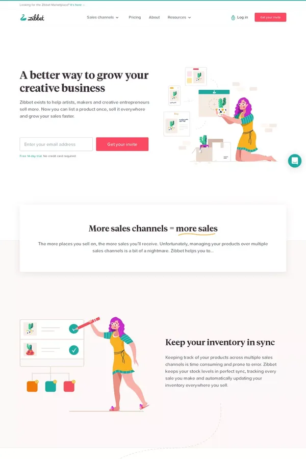 Zibbet – A Better Way to Manage & Grow Your Creative Business - Landing design inspiration