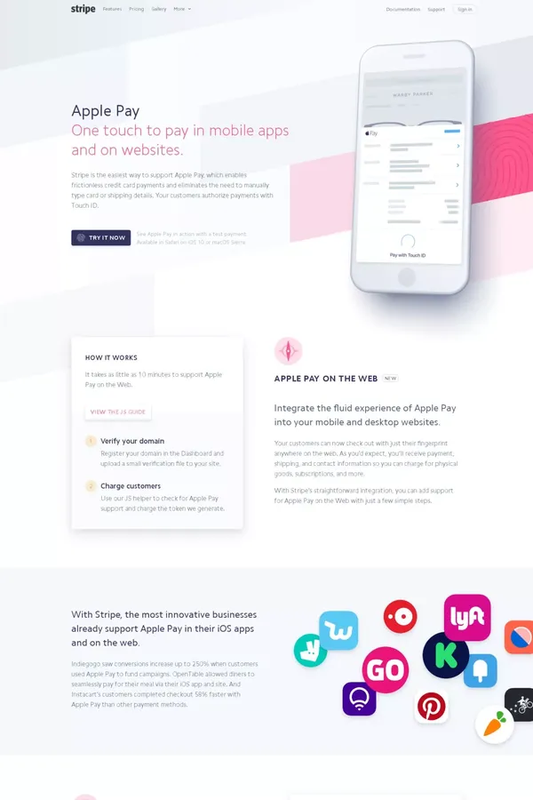 Stripe: Apple Pay on the Web - Landing design inspiration