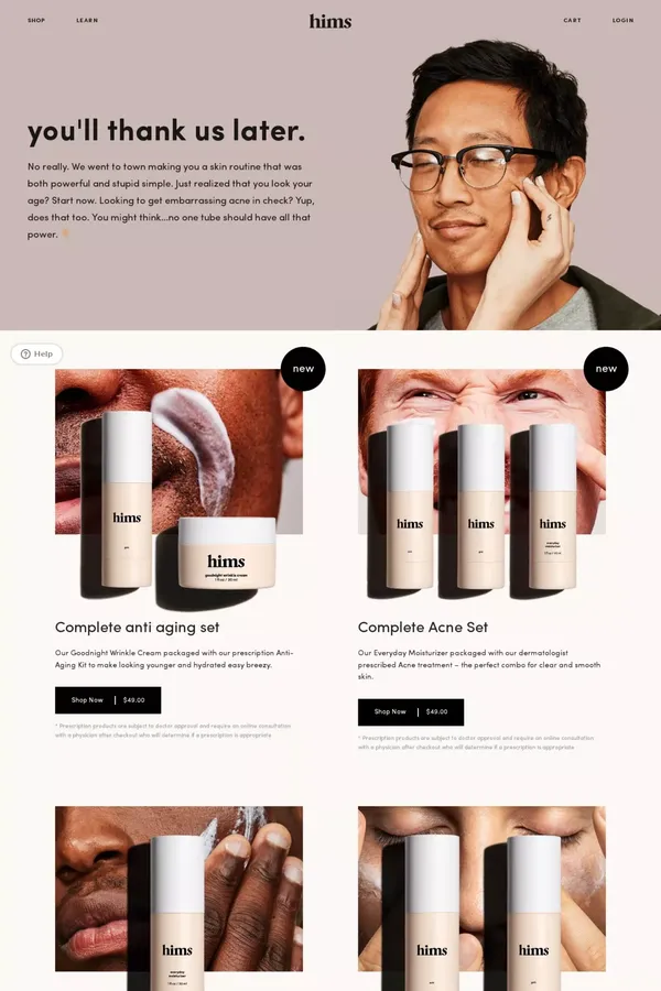 Skin Care | hims - Ecommerce design inspiration