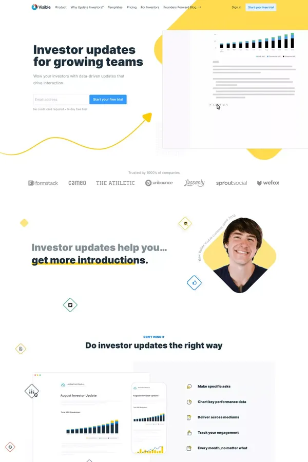 Investor Updates and Investor Reporting - Easy & Professional - Landing design inspiration