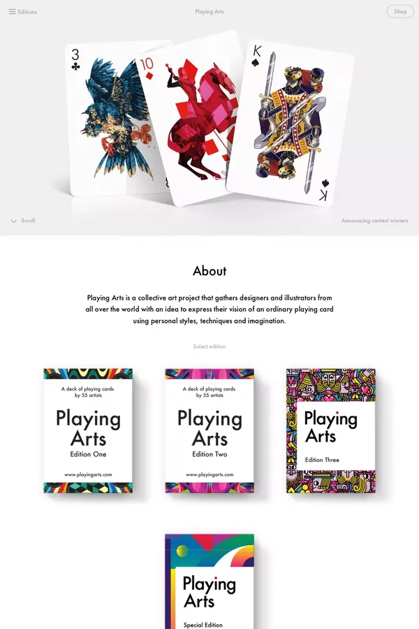 Playing Arts – Collective Art Project - Ecommerce design inspiration
