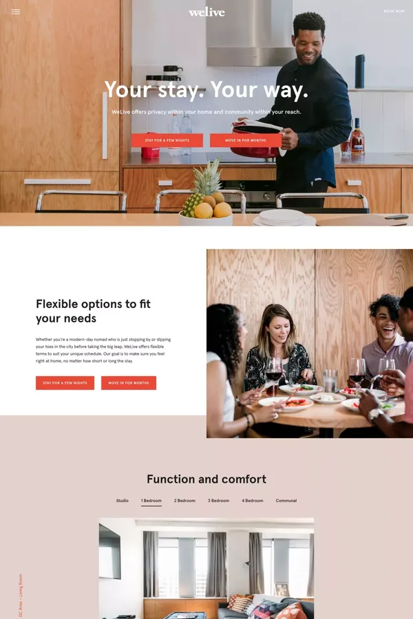 WeLive - Fully Furnished Apartments in NYC & DC - Landing design inspiration