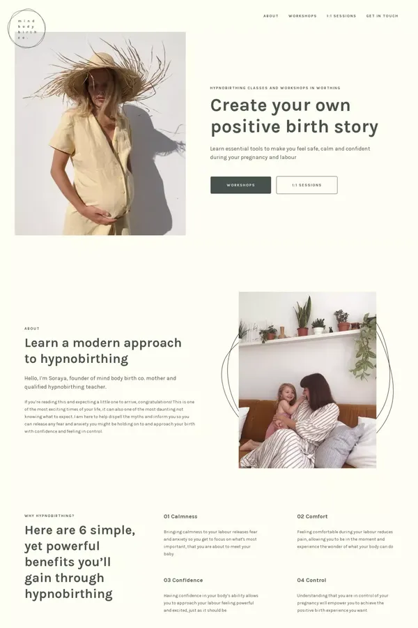 Worthing Hypnobirthing | mind body birth co - Landing design inspiration
