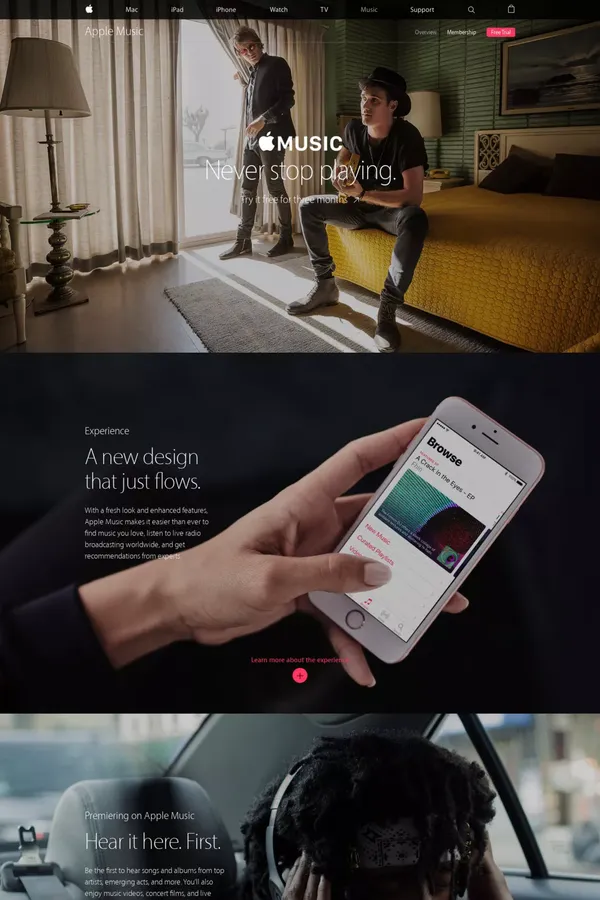 Apple Music - Apple - Landing design inspiration