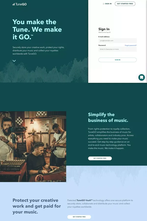 :: TuneGO :: - Landing design inspiration