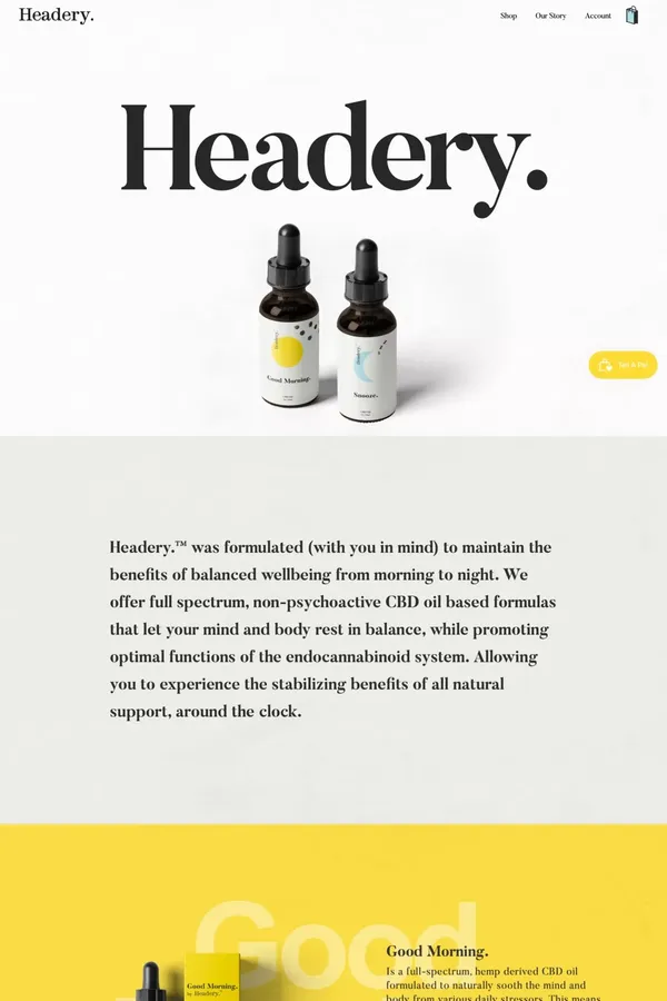 Buy CBD oil for anxiety and depression - Headery - Ecommerce design inspiration
