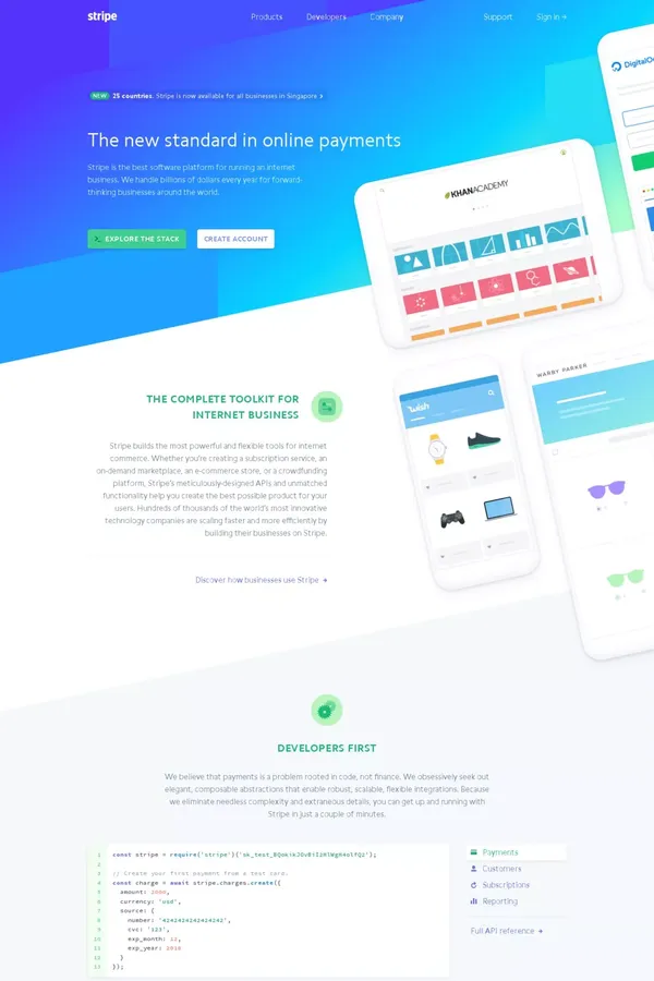 Stripe - Landing design inspiration