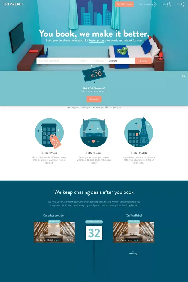 Triprebel - Landing design inspiration