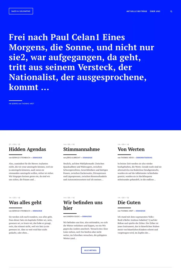 Nazis & Goldmund - Blog design inspiration