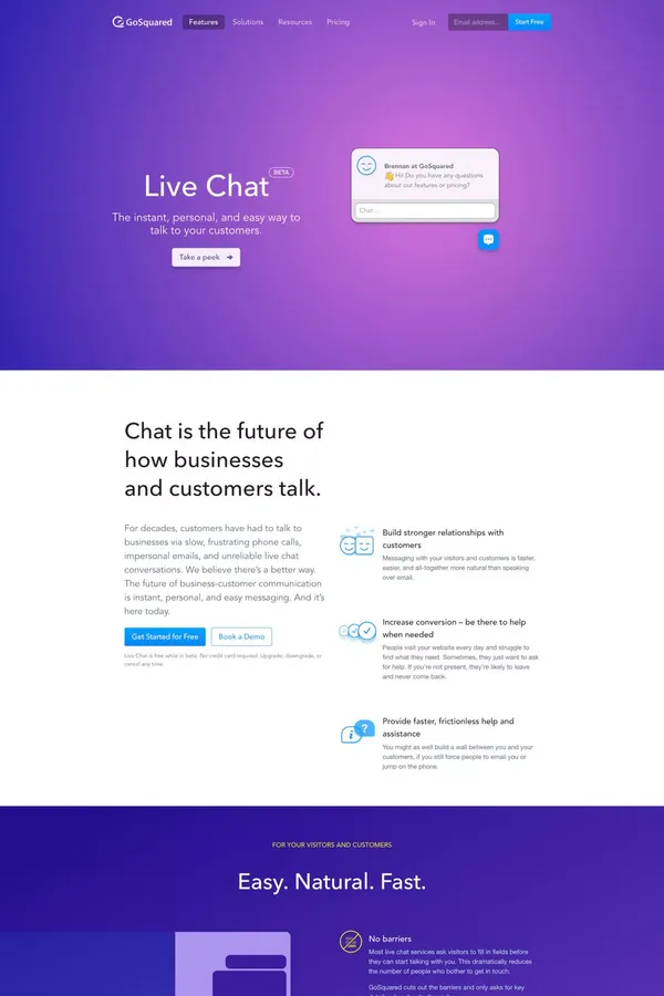 GoSquared - Live Chat - Landing design inspiration