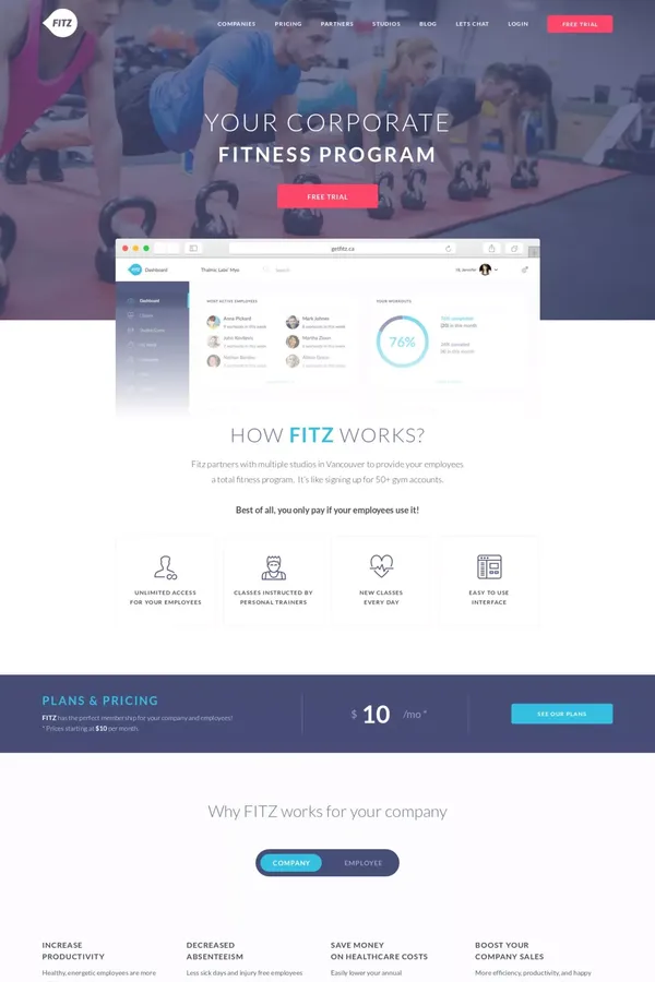 Get Fitz - Landing design inspiration