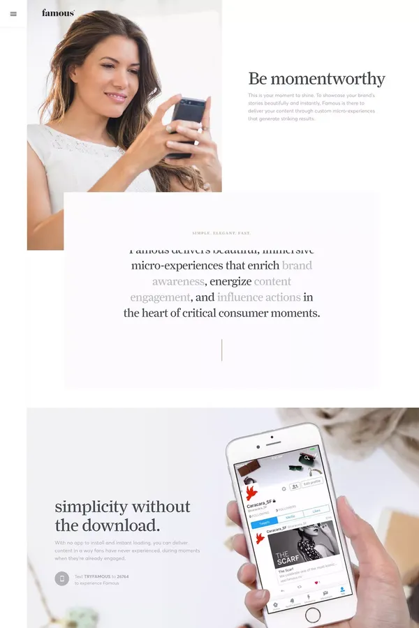 Famous - Landing design inspiration