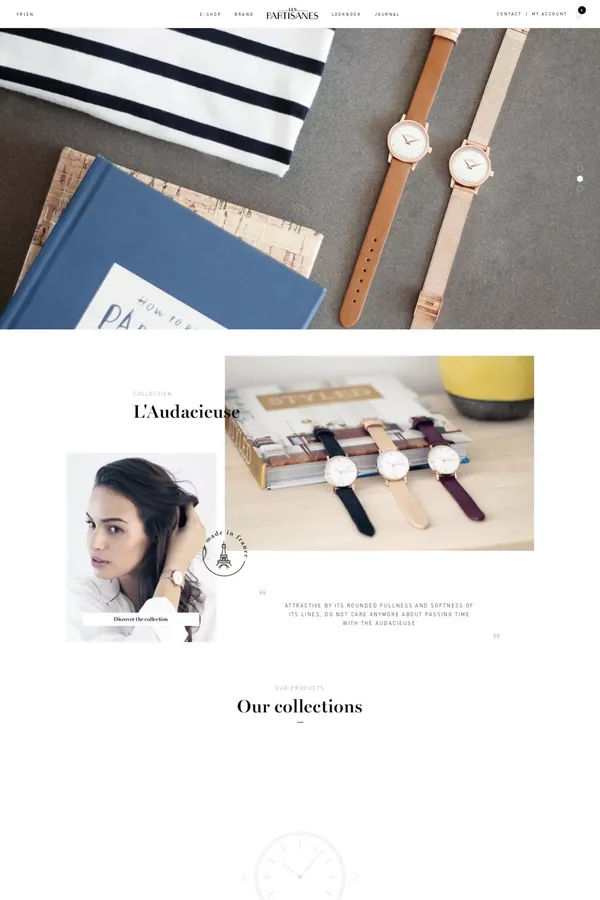 Marque de montres exclusivement dédiée aux femmes — Les Partisanes - Ecommerce design inspiration