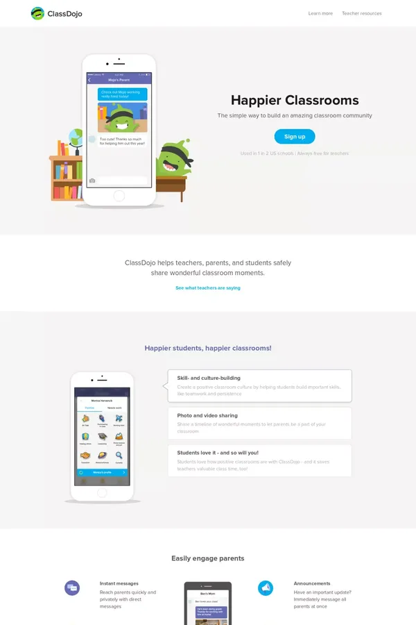 ClassDojo - Landing design inspiration