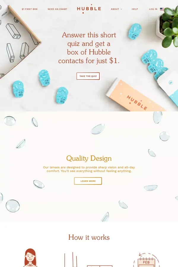 HUBBLE | The More Affordable Daily Contact Lens. - Landing design inspiration