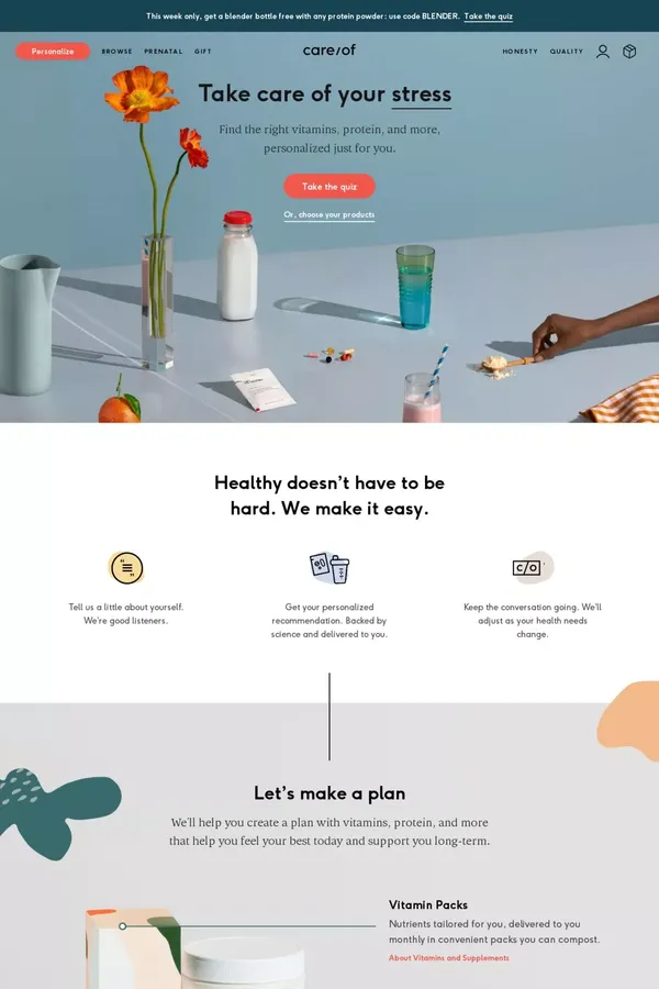 Care/of: Personalized Daily Vitamin Packs - Landing design inspiration