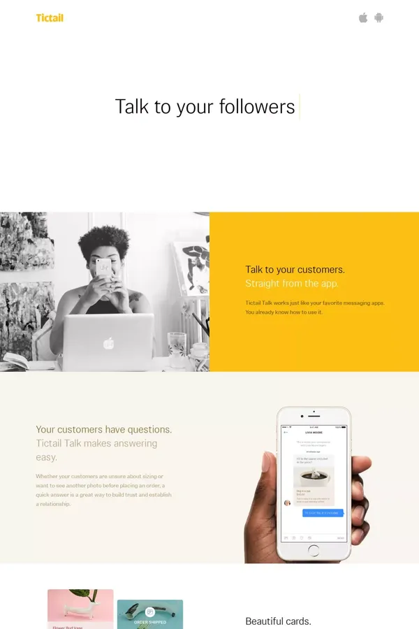 Tictail – Talk to your customers. - Landing design inspiration