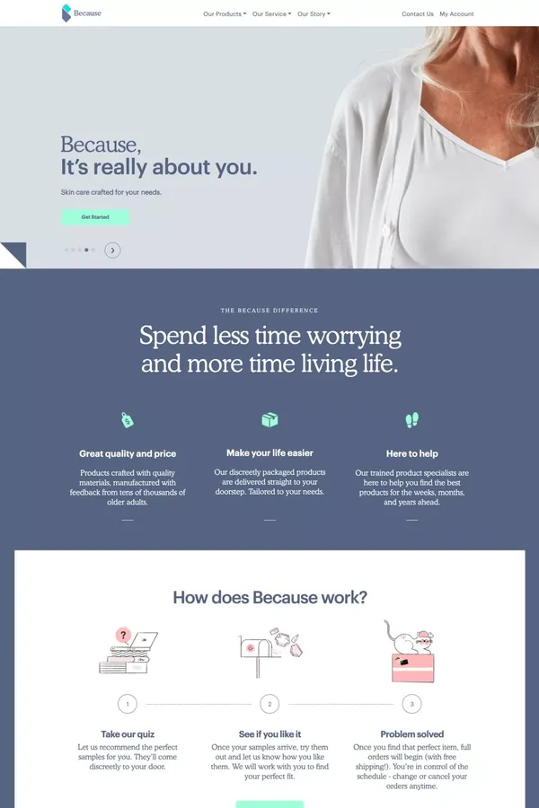 The Because Market | Excellent Health and Wellness Products, Straight to Your Door - Landing design inspiration