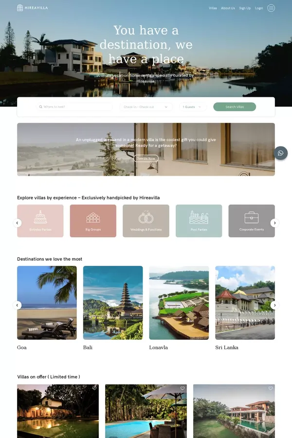 Hireavilla - Landing design inspiration