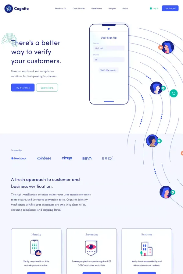 ID Verification and Compliance Solutions | Cognito - Landing design inspiration