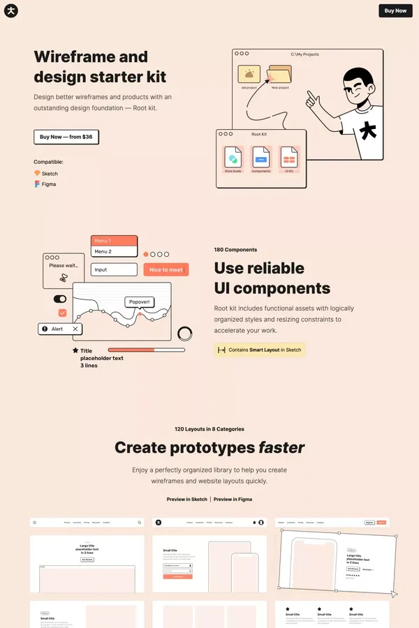 Root - Website Wireframe and Design Starter Kit - Landing design inspiration