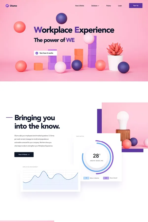 Olumo | Workplace Experience: The power of WE - Landing design inspiration