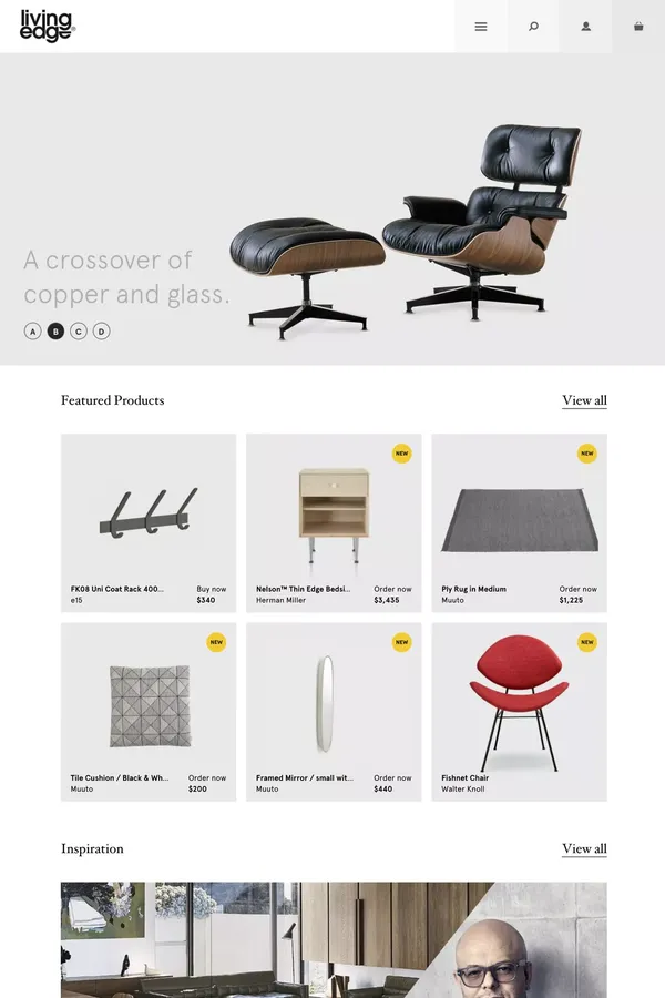 Living Edge Designer Furniture & Accessories - Living Edge - Ecommerce design inspiration
