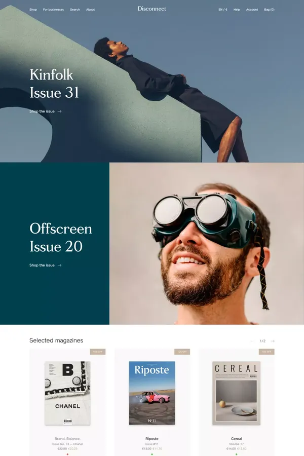 Homepage - Disconnect - Ecommerce design inspiration