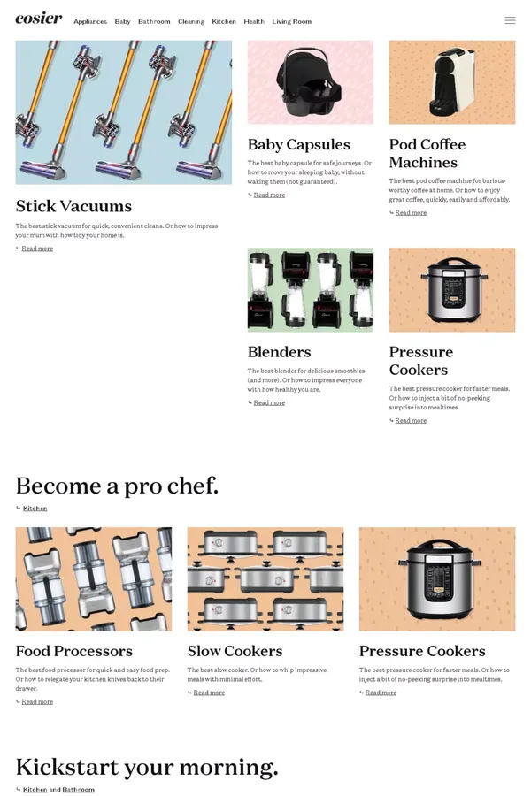 Cosier – The Best for Life - Blog design inspiration