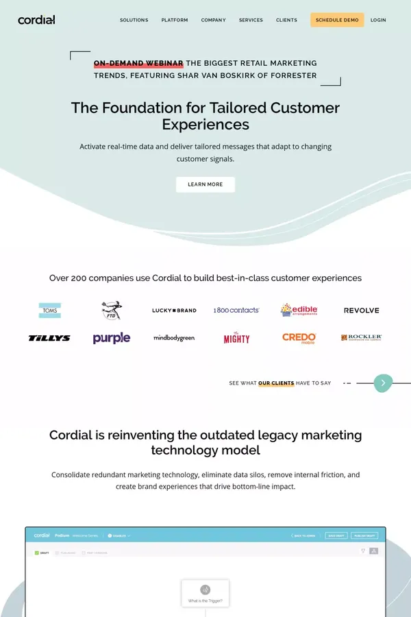 Cordial | The Foundation for Tailored Customer Experiences - website design inspiration