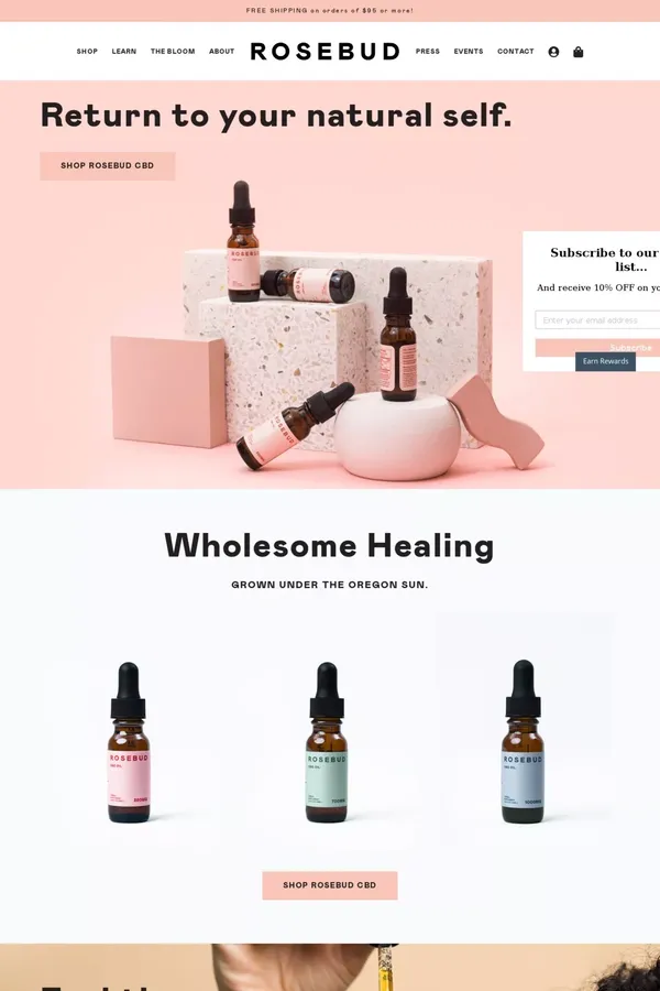 Rosebud CBD | Buy CBD Oil - Full Spectrum - Organic - Landing design inspiration