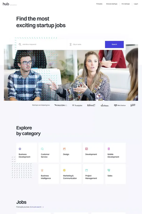 The Hub | Connecting the dots between startups and growth - Landing design inspiration