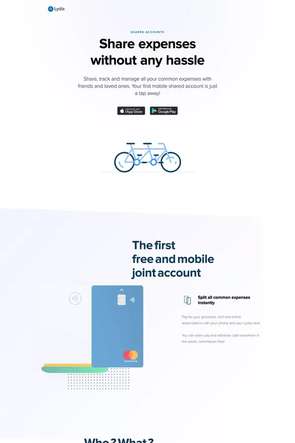 Lydia | Ouvrir un compte joint en 10 secondes - Landing design inspiration