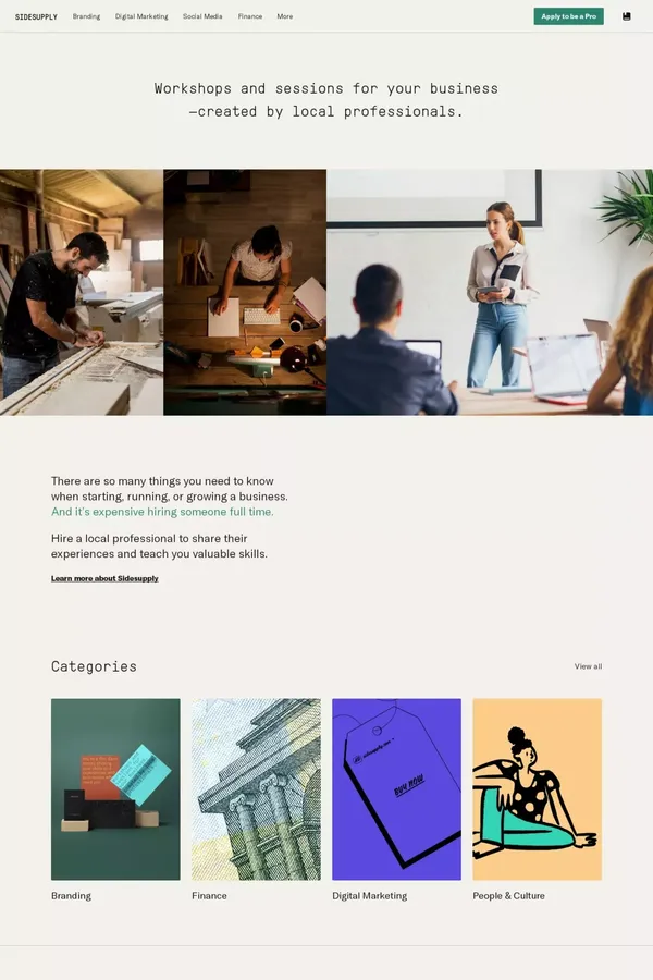 Sidesupply — Workshops and session for your business - Other design inspiration