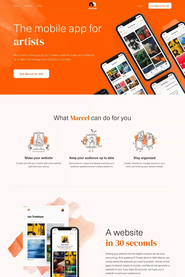 Marcel – mobile platform for the next generation of artists | Marcel – mobile platform for the next generation of artists - Landing design inspiration