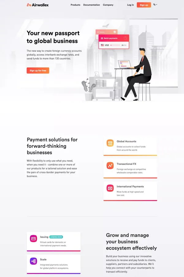 Forex Cross-Border Payment Solutions for Business | Airwallex - Landing design inspiration