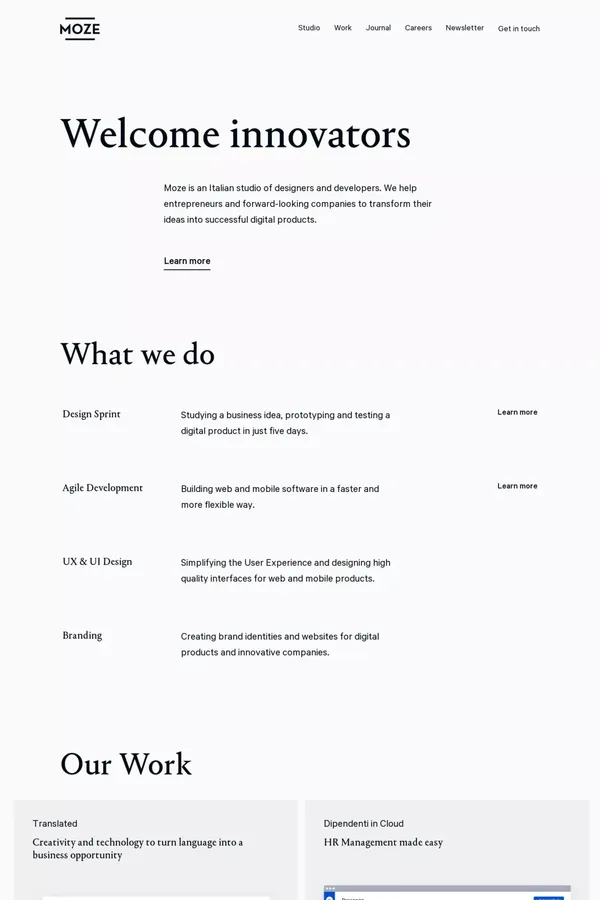 Moze — Welcome innovators - website design inspiration