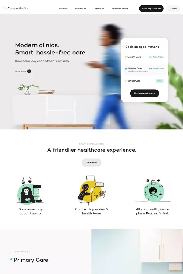 Carbon Health | Modern Primary & Urgent Care - Landing design inspiration