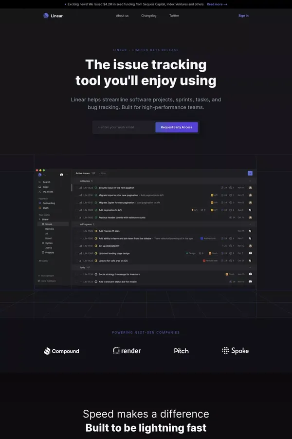 Linear – The issue tracking tool you'll enjoy using - Landing design inspiration