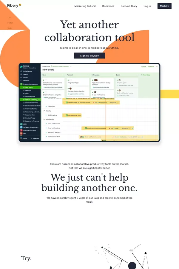 Fibery — yet another collaborative tool. - Landing design inspiration