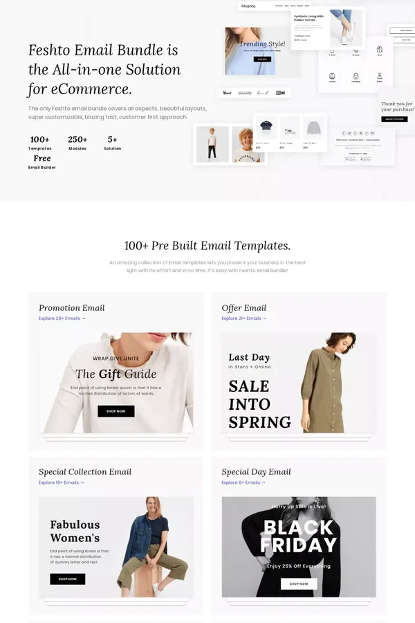 Feshto - Fashion Email Bundle - Landing design inspiration