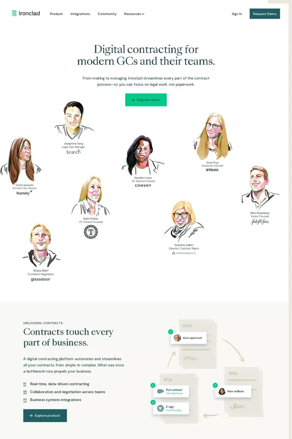 Ironclad: Modern Contract Management & Workflow Automation - Landing design inspiration
