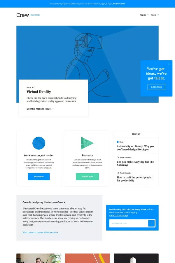 Inspiration for Creatives | Crew Backstage - Blog design inspiration