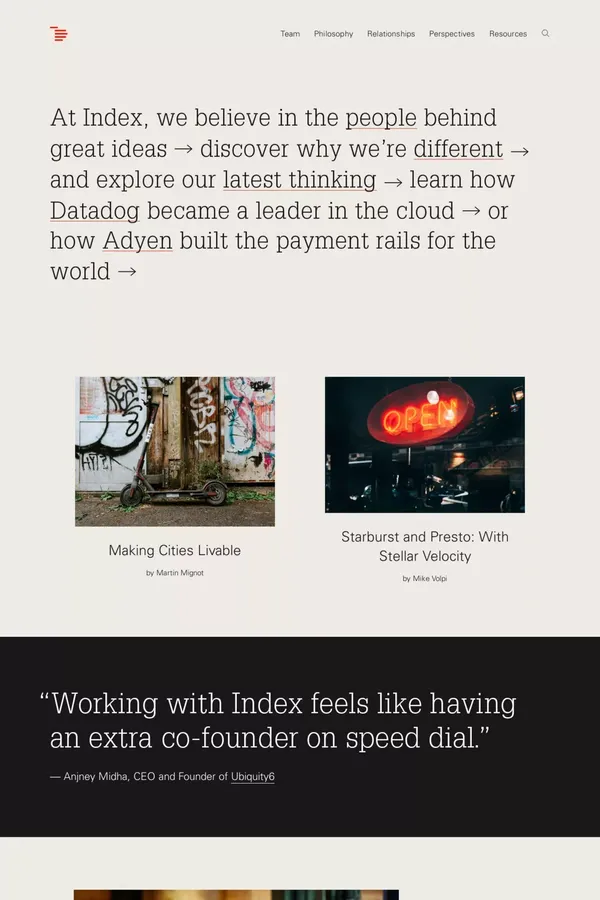 Index Ventures | Index Ventures - Portfolio design inspiration