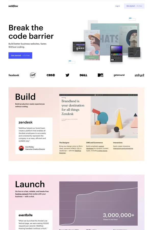 Responsive web design tool, CMS, and hosting platform | Webflow - Landing design inspiration