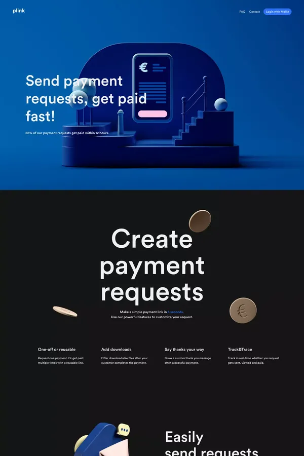 Plink - Create payment links and send them to your clients - Landing design inspiration