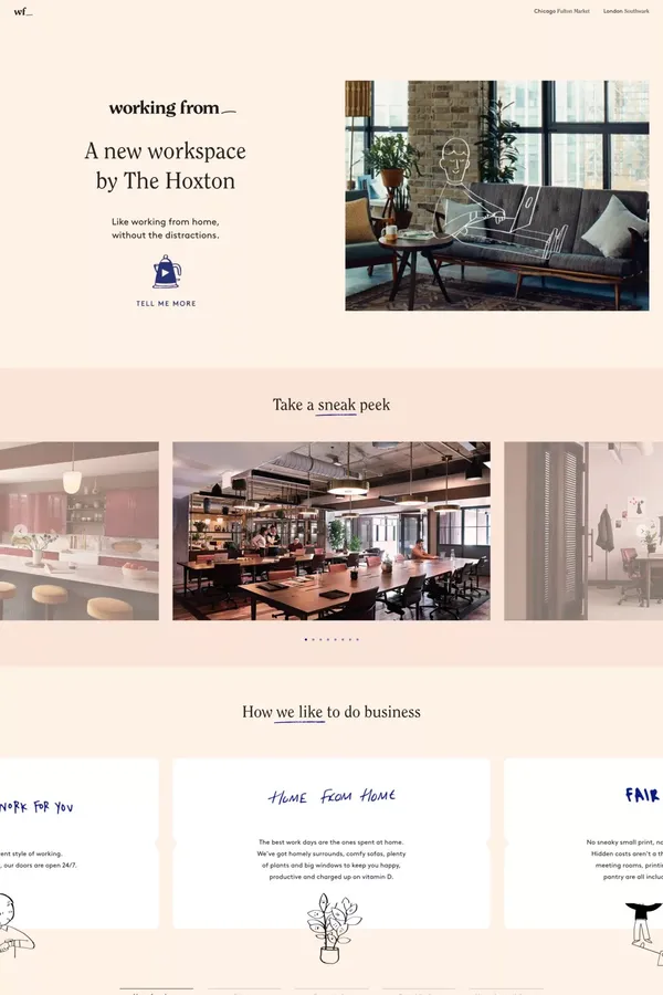 Working From_ is the new Coworking Space by The Hoxton - Landing design inspiration